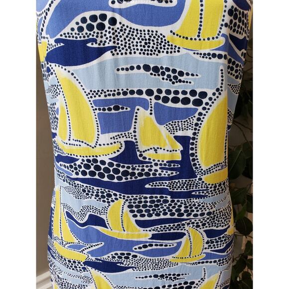 Crown & Ivy Sheath Dress Womens PS Multi Sailboat Print Sleeveless Ruffled Neck - Picture 5 of 11